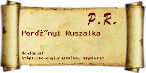 Perényi Ruszalka névjegykártya